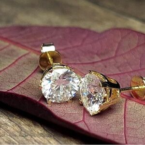 Moisenite 925 Gold Elegant Gold and Silver Stud Earrings